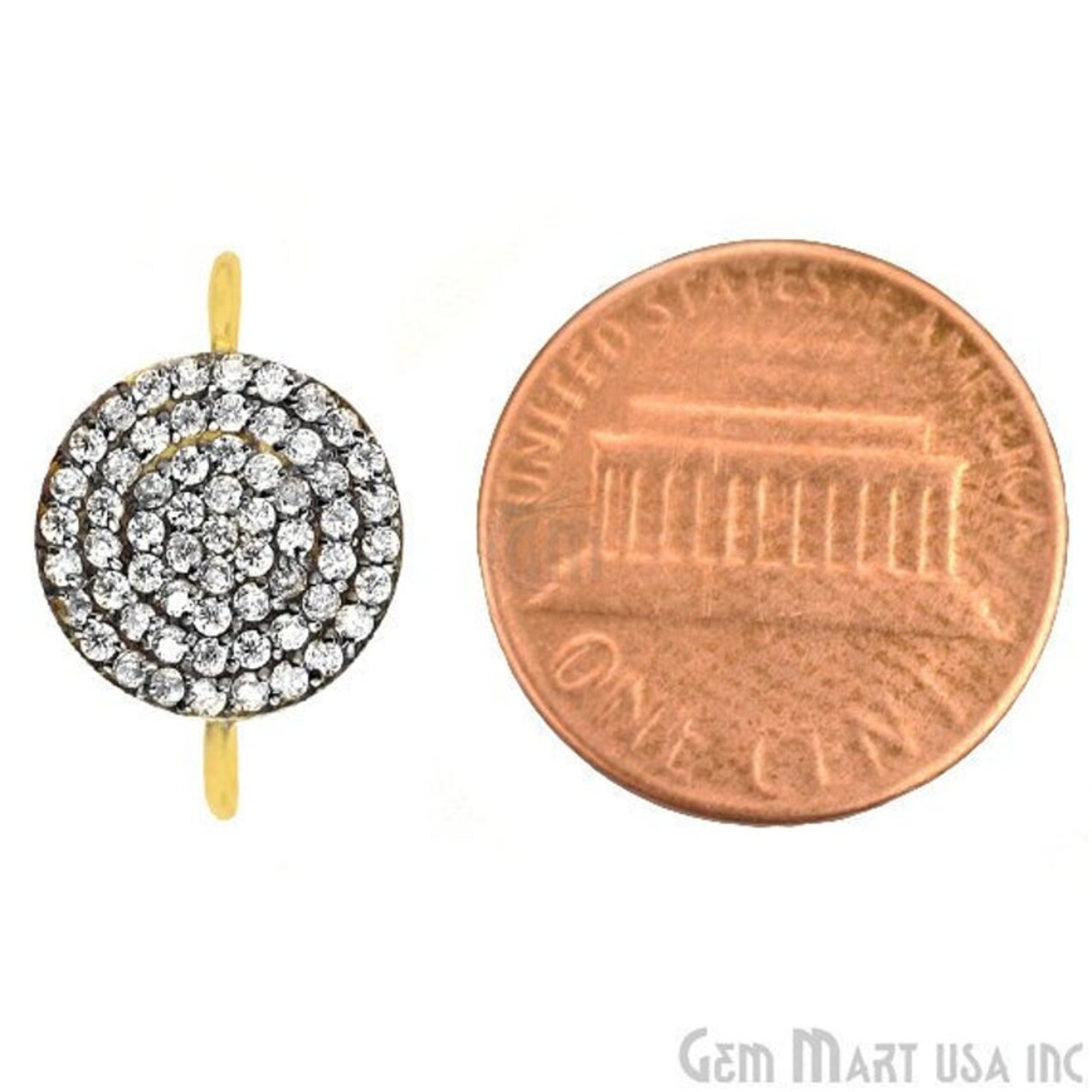 Cubic Zirconia Unique Pendants, Gold Vermeil Pave Charms, Bracelet and Necklace Pendants, Real CZ Gems, GemMartUSA (CH_M)